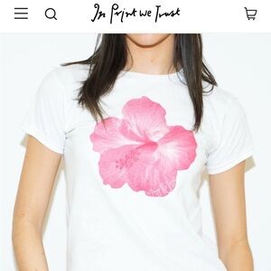 In print we trust hibiscus tee